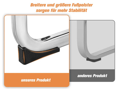 Esszimmerstuhl 4er Set Schwarz – Modernes Freischwinger Set aus PU Kunstleder mit Z-Form Metallgestell bis 120kg