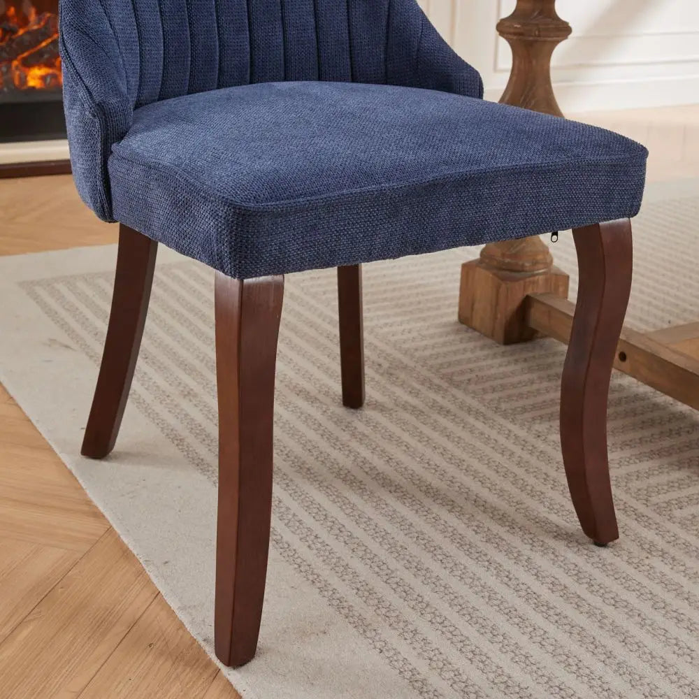 Esszimmerstuhl 2er Set Beige – Modernes Polsterstuhl Set aus Samt mit Nietenverzierung, Knopfung & Holzbeinen bis 127kg