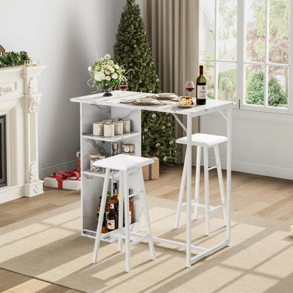 Bartisch Set mit 2 Stühlen 3-teilig – Kompakte Sitzgruppe aus Metall & Holz im Industrie-Design
