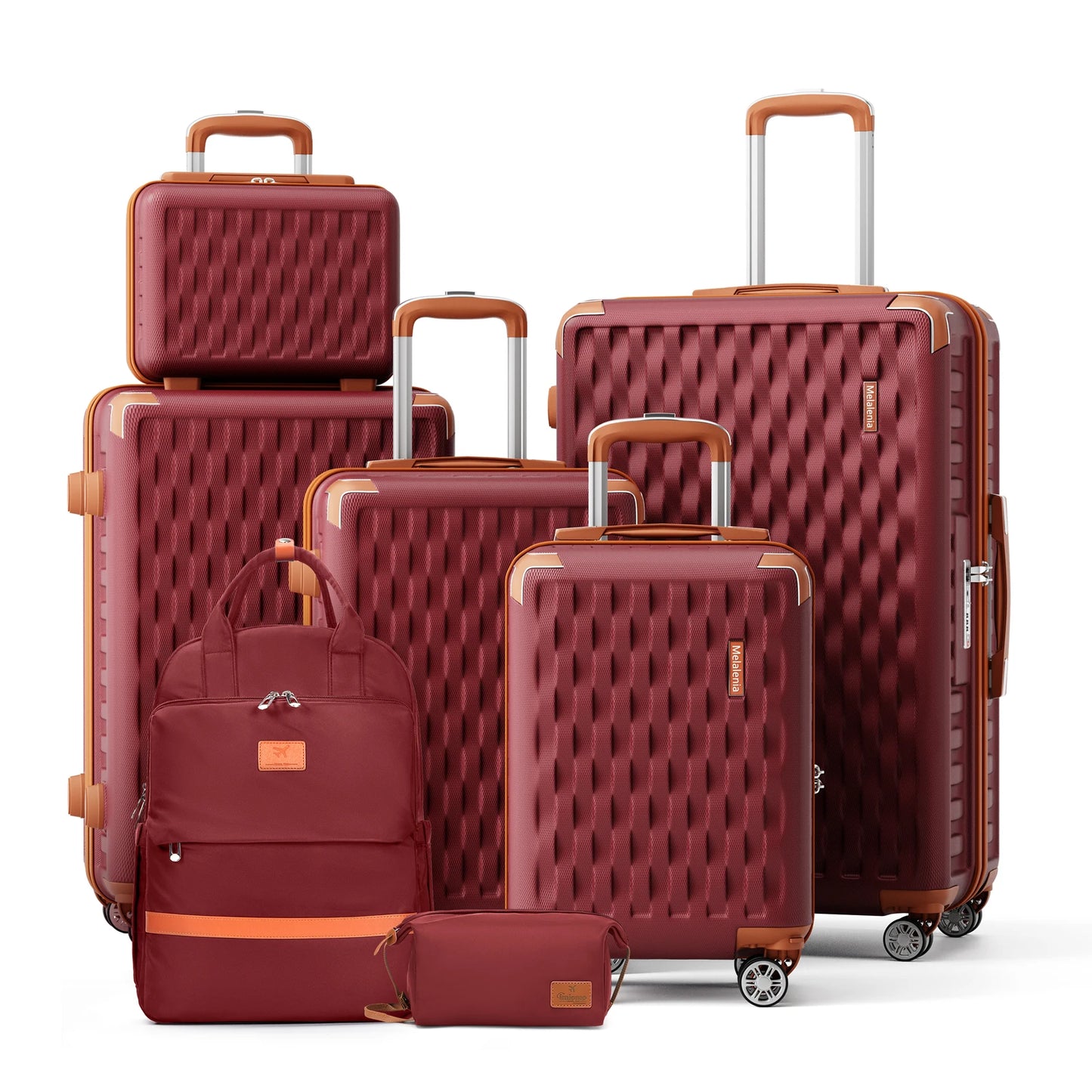 Kofferset 7-teilig Hartschale ABS – Reisekoffer Set mit TSA Schloss YKK Reissverschluss & Rucksack