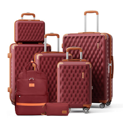 Kofferset 7-teilig Hartschale ABS – Reisekoffer Set mit TSA Schloss YKK Reissverschluss & Rucksack