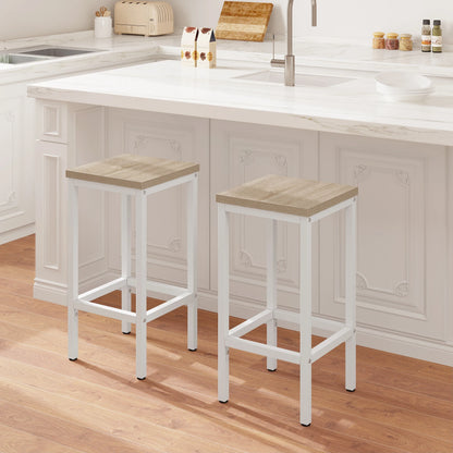 Barhocker 2er Set Industrie-Design 65cm – Kompakter Tresenstuhl aus Metall & Holz bis 120kg