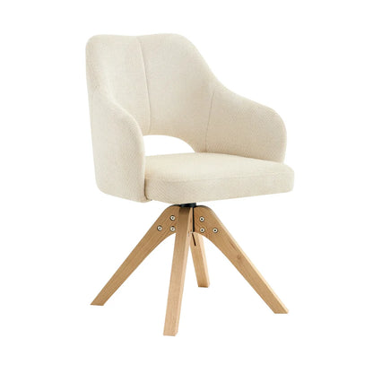 Drehbare Esszimmerstühle 2er Set Beige – Polsterstühle mit Massivholzbeinen & 360° Funktion