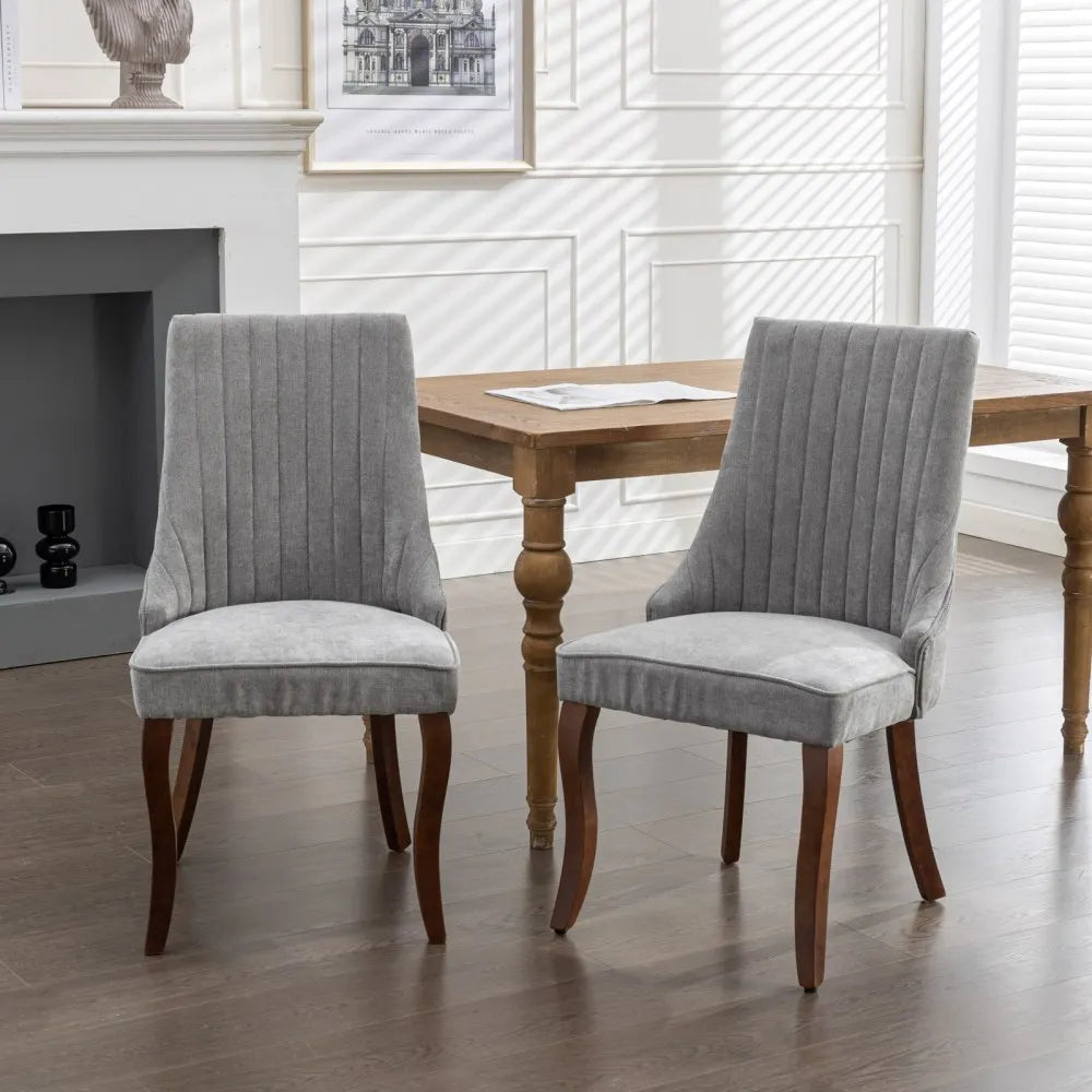 Esszimmerstuhl 2er Set Beige – Modernes Polsterstuhl Set aus Samt mit Nietenverzierung, Knopfung & Holzbeinen bis 127kg