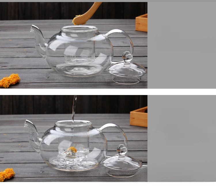 Glaskanne mit Siebeinsatz 1000ml – Hitzebeständige Teekanne aus Borosilikatglas