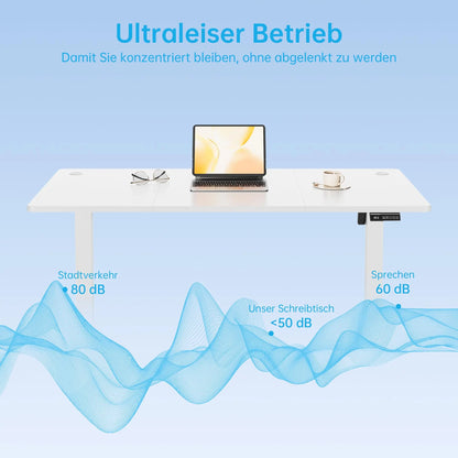 Elektrischer Höhenverstellbarer Stehschreibtisch 120-160 cm – Ergonomischer Schreibtisch mit Motor & Memory-Funktion