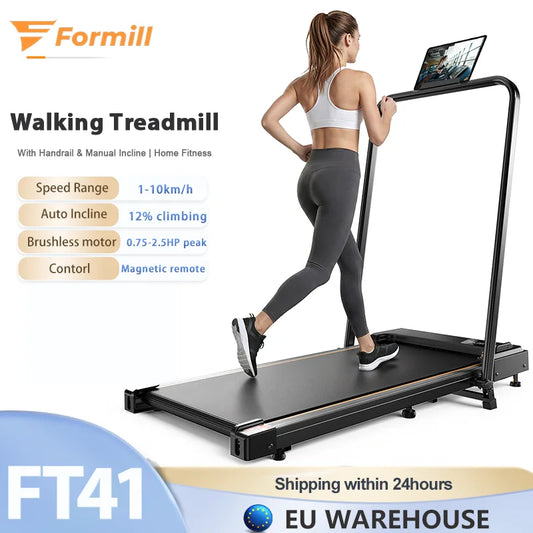 Walking Pad Klappbar mit Haltegriff – Leises Laufband 1-10km/h mit LED Display bis 100kg