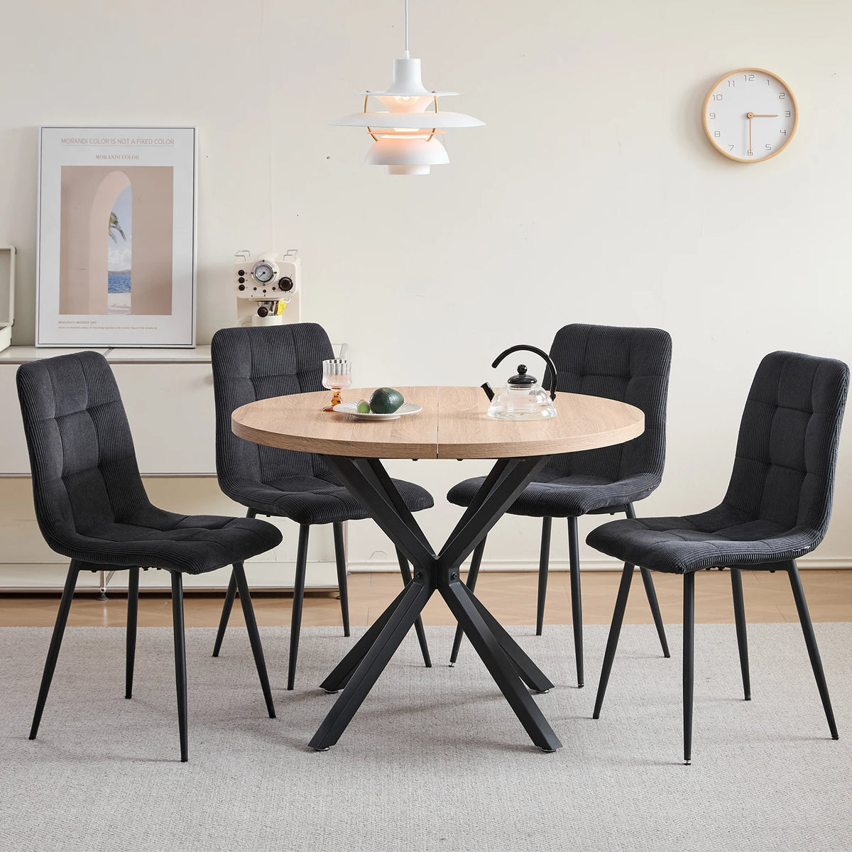 Polsterstühle Cord 2er Set Grau – Moderne Esszimmerstühle mit Metallbeinen für Küche & Wohnzimmer