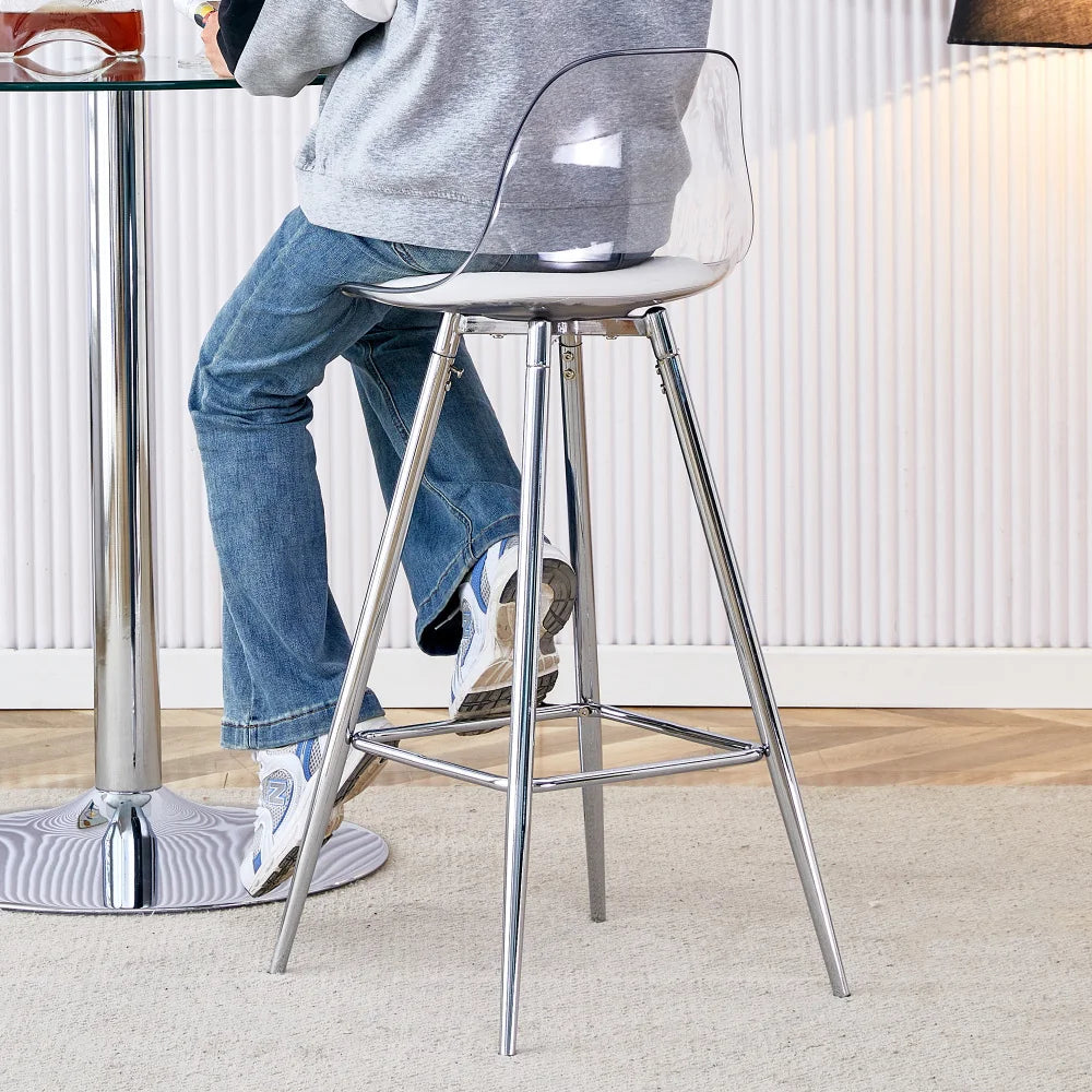 Barhocker 2er Set Modern – Ergonomische Tresenstuehle mit Fussstütze & Metallgestell fuer Kueche & Bar bis 120kg