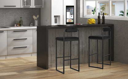 Barhocker 2er Set Samt Dunkelgrau – Ergonomische Tresenstühle 75cm Sitzhöhe mit Metallgestell