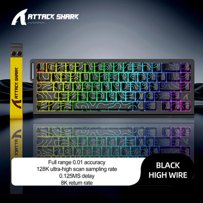 Gaming Tastatur Magnetisch 60% – Attack Shark X68 HE Rapid Trigger RGB Gaming Keyboard mit 8000Hz
