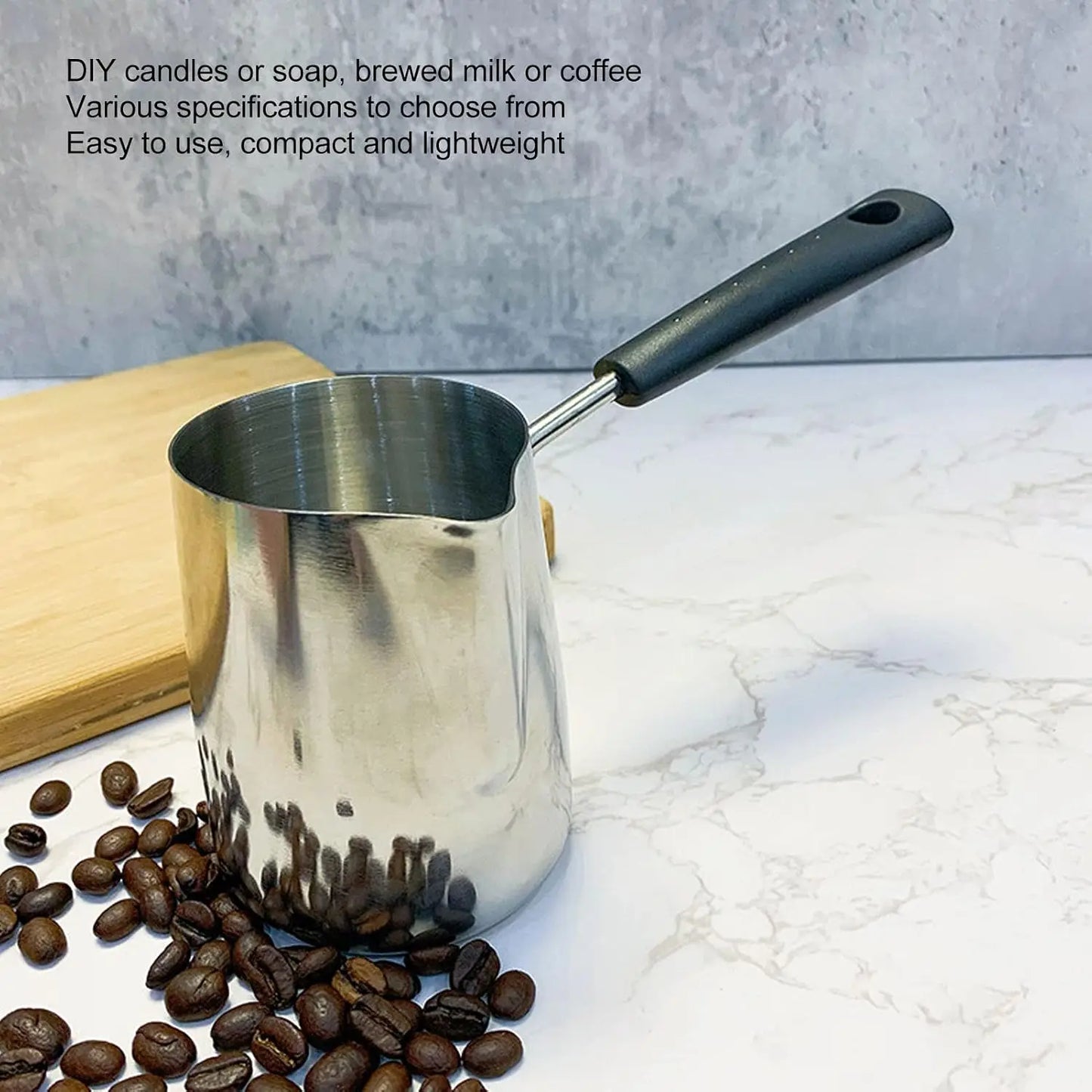 Türkisches Kaffeekännchen Edelstahl 600ml – Ibrik & Milchaufschäumkännchen mit Stiel