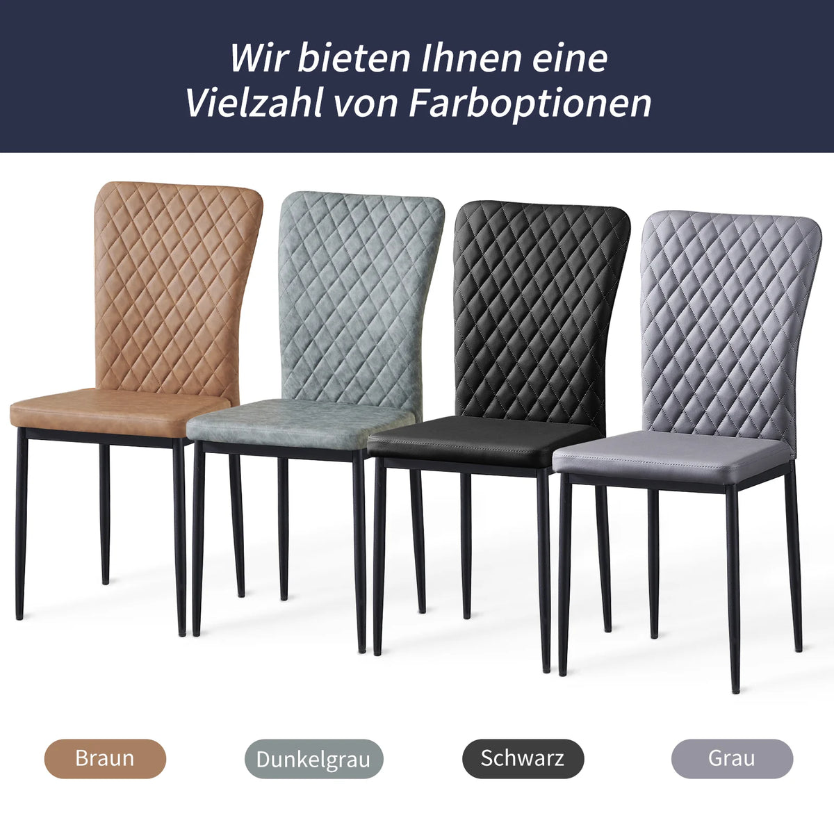 Esszimmerstuhl 6er Set Schwarz – Modernes Freischwinger Set aus PU Kunstleder mit Armlehnen & Metallgestell