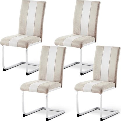 Esszimmerstuhl 4er Set Schwarz – Modernes Freischwinger Set aus PU Kunstleder mit Z-Form Metallgestell bis 120kg
