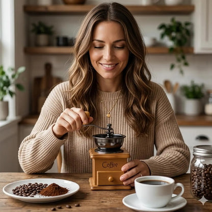 Manuelle Kaffeemühle im Vintage-Design – Klassische Handmühle mit Keramik-Mahlwerk