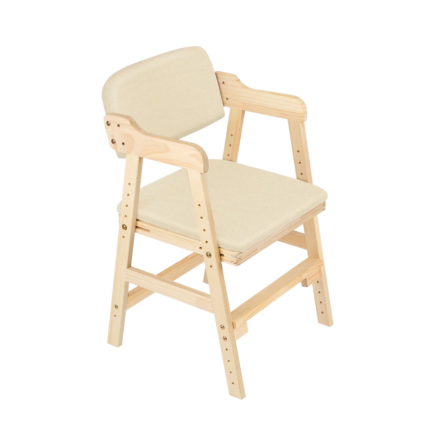 Kinderstuhl Höhenverstellbar aus Kiefernholz – Ergonomischer Mitwachsender Holzstuhl bis 90kg