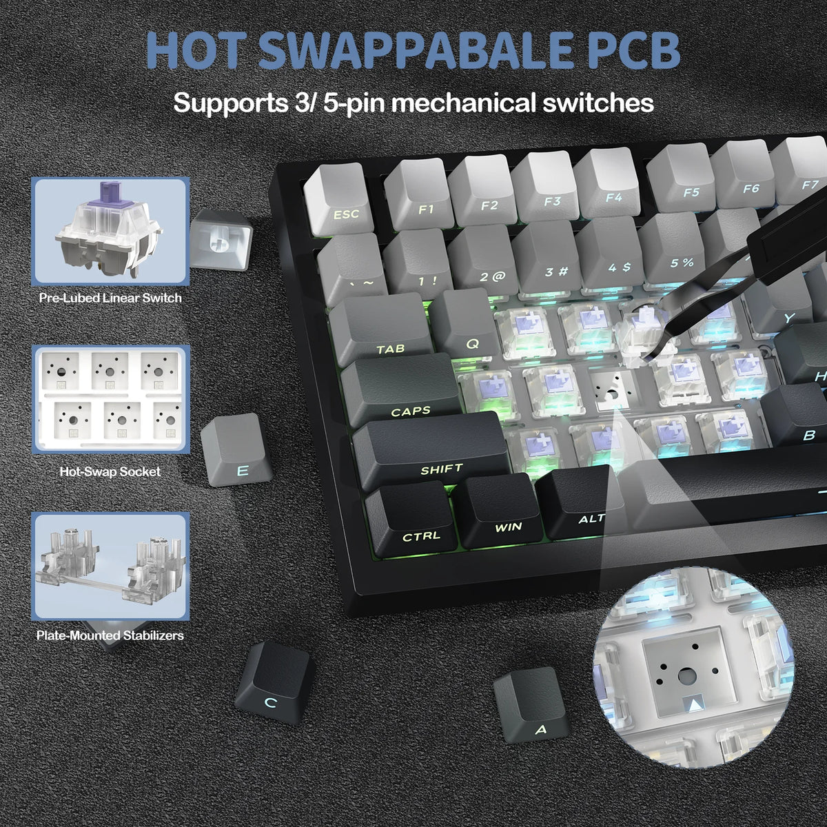 Gaming Tastatur Kabellos 75% – Attack Shark X820 Ultra Mechanical Keyboard mit TFT Display, RGB & Gasket Mount