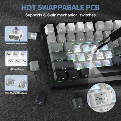 Gaming Tastatur Kabellos 75% – Attack Shark X820 Ultra Mechanical Keyboard mit TFT Display, RGB & Gasket Mount