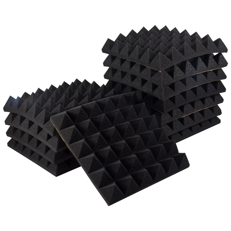 Schallschutzschaumstoff 12er Set Selbstklebend 30x30x5cm – Akustikschaumstoff Pyramidenschaumstoff