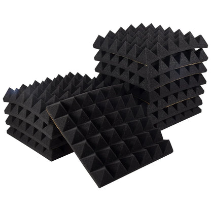 Schallschutzschaumstoff 12er Set Selbstklebend 30x30x5cm – Akustikschaumstoff Pyramidenschaumstoff