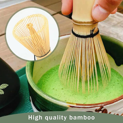 Matcha Set 5-teilig Keramik Grün – Traditionelles Matcha Tee Set mit Bambusbesen & Sieb