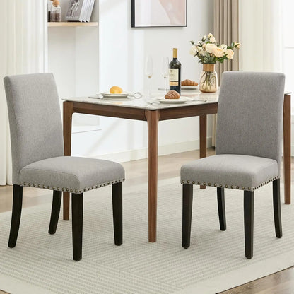 Esszimmerstuhl 2er Set Beige – Modernes Polsterstuhl Set mit Ergonomischer Rueckenlehne & Holzgestell