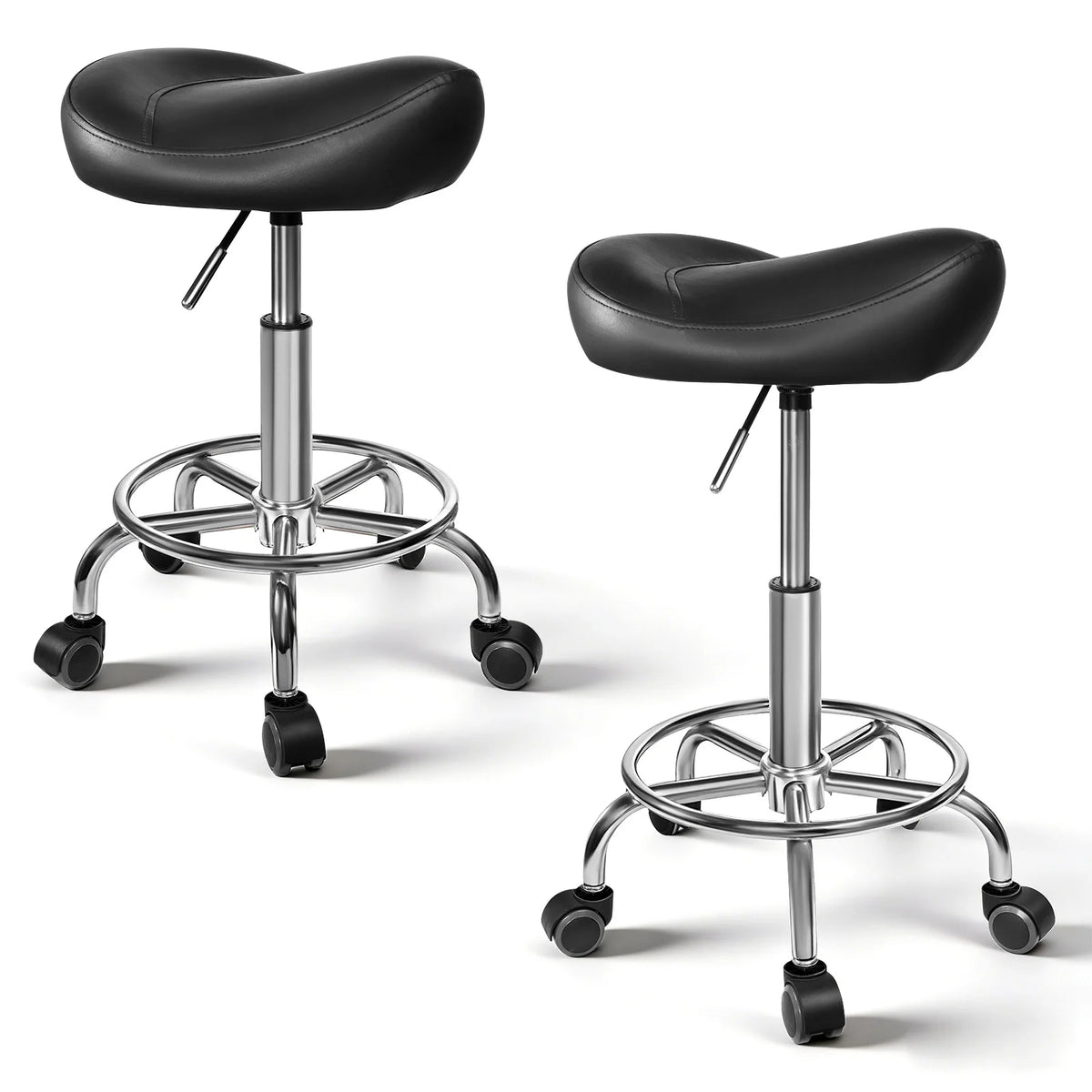 Ergonomischer Rollhocker Höhenverstellbar – Drehbarer Arbeitshocker Kunstleder für Praxis & Homeoffice
