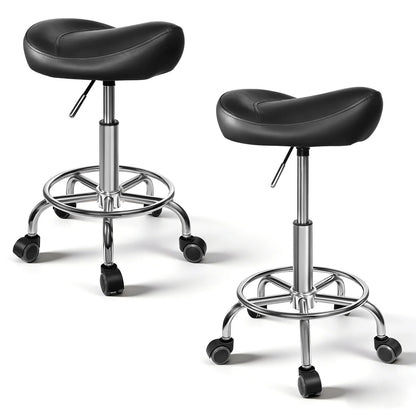 Ergonomischer Rollhocker Höhenverstellbar – Drehbarer Arbeitshocker Kunstleder für Praxis & Homeoffice