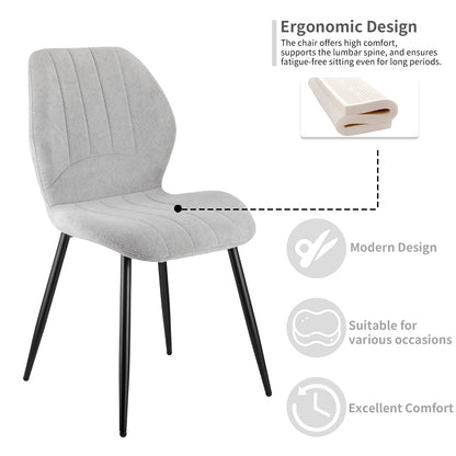 Esszimmerstuhl Set Grau – Modernes Polsterstuhl Set aus Stoff mit Ergonomischer Sitzschale & Metallbeinen