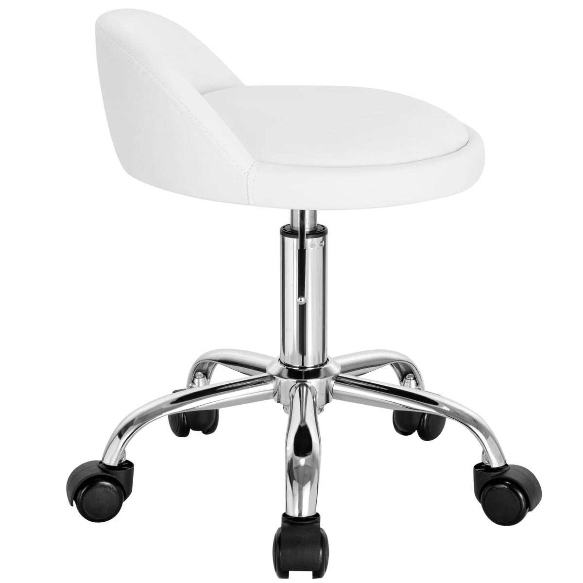 Höhenverstellbarer Rollhocker Samt Dunkelgrau – Ergonomischer Arbeitshocker mit Rückenlehne