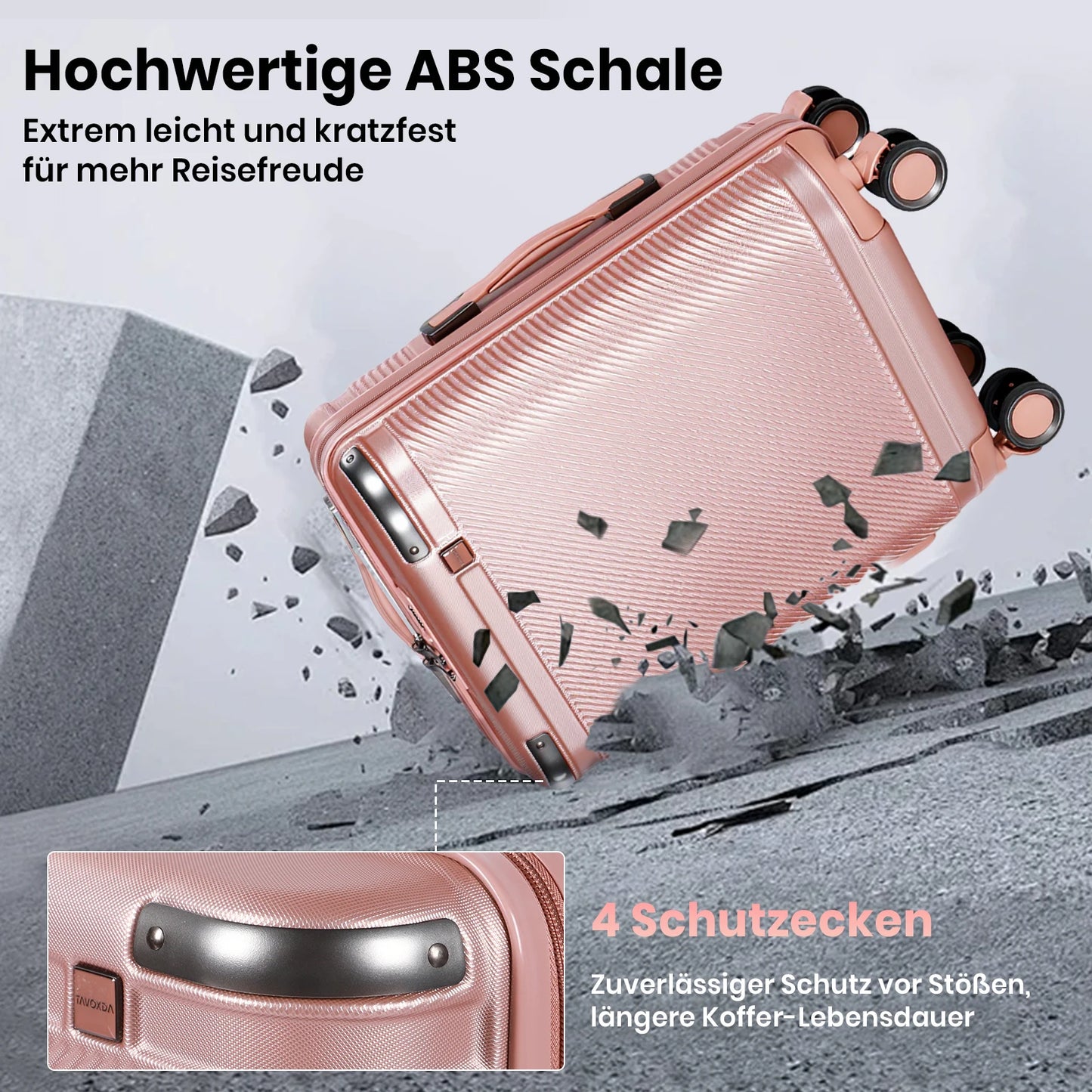 Koffer Set 3-teilig Hartschale Schwarz – Leichtes Reisekoffer Trolley Set mit TSA Schloss & 360 Rollen