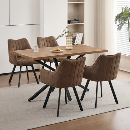 Drehbare Esszimmerstühle 2er Set Leinen – Moderne Polsterstühle mit Metalldesign & Ergo-Rückenlehne