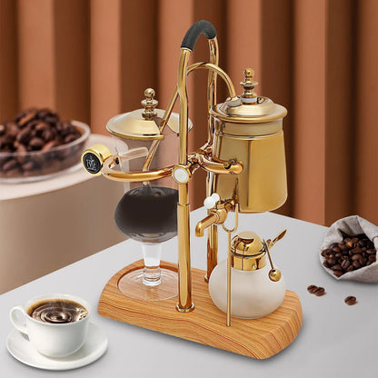 Belgische Siphon Kaffeemaschine Gold – Royale Belgische Kaffee-Siphon aus Edelstahl & Borosilikatglas