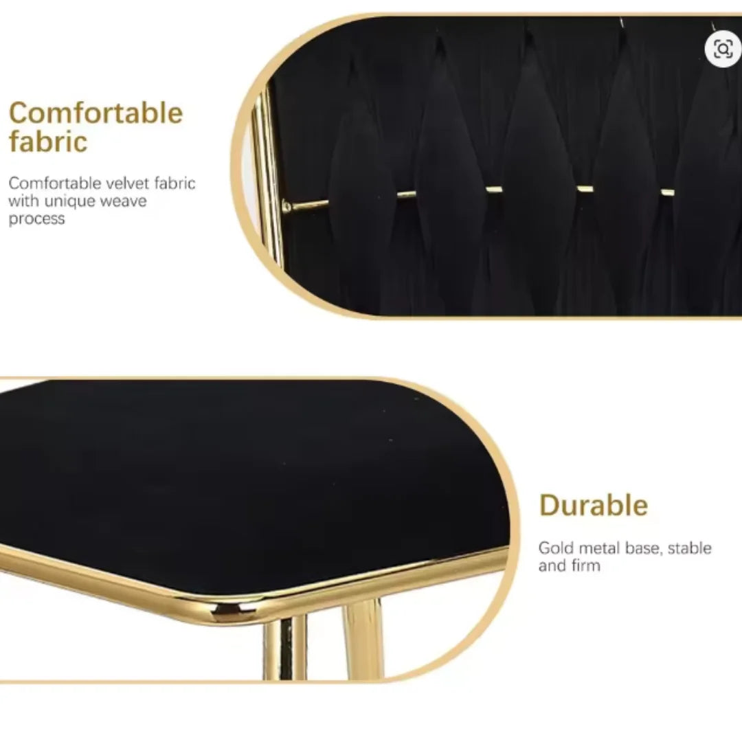 Esszimmerstuhl 2er Set Samt – Moderner Polsterstuhl mit Gold-Metallgestell & Ergonomischer Sitzschale