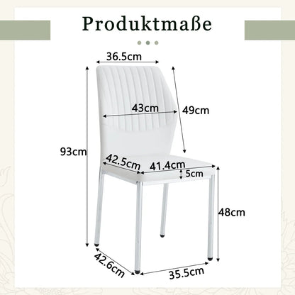 Esszimmerstuhl 4er Set Weiss – Modernes Polsterstuhl Set aus Kunstleder & Metallbeinen in Silber