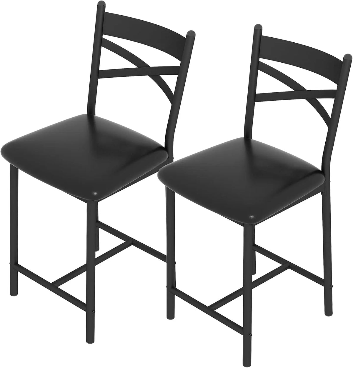 Kunstleder Barhocker 2er Set Schwarz – Moderne Tresenstühle 56cm mit Metallgestell