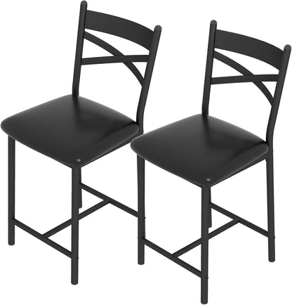 Kunstleder Barhocker 2er Set Schwarz – Moderne Tresenstühle 56cm mit Metallgestell
