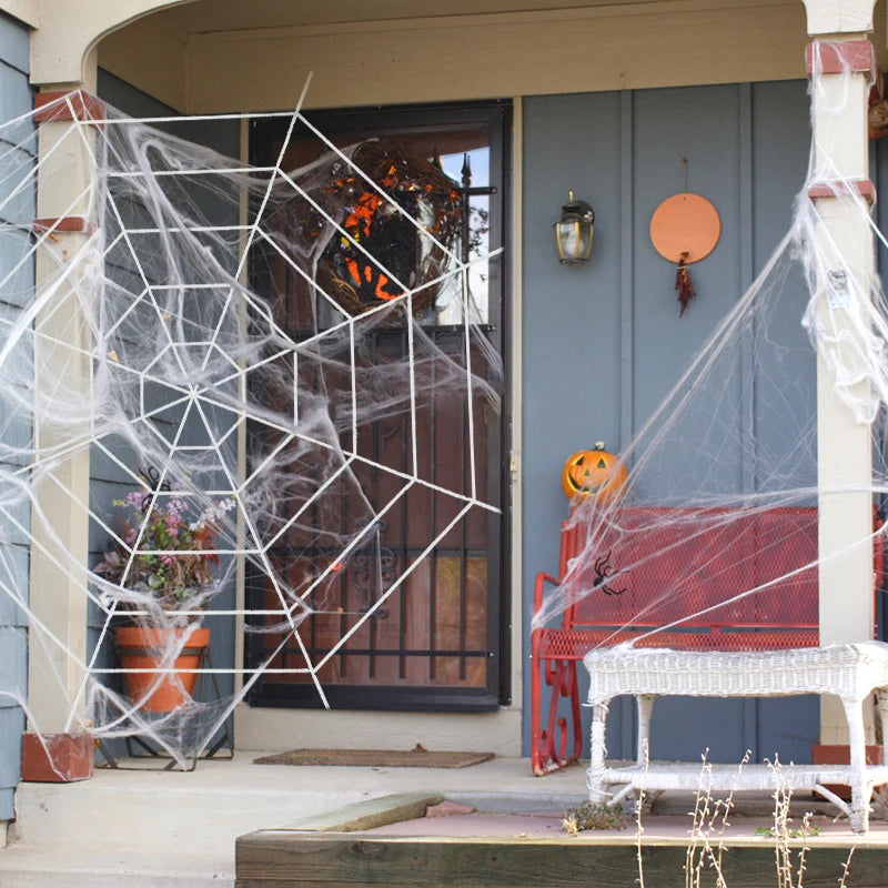 Halloween Spinnennetz Deko Schwarz Weiß 1.5m 2.5m – Spukhaus Dekoration für Garten & Party
