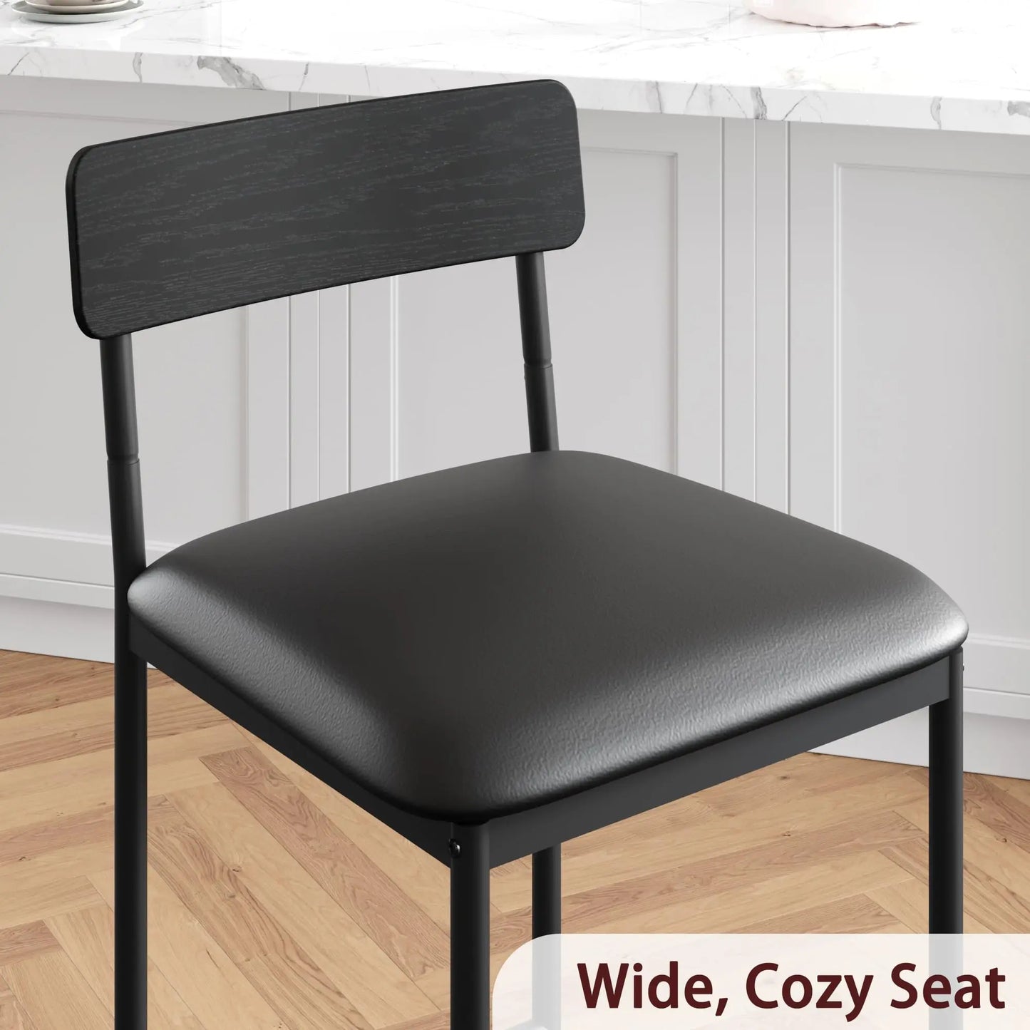 Barhocker 4er Set Gepolstert Schwarz – Ergonomische Tresenstühle mit Rückenlehne & Stahlrahmen