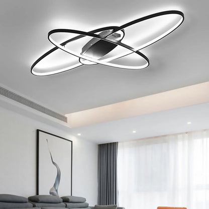 LED Deckenleuchte Schwarz Dimmbar 95 cm – Moderne Designer Lampe mit Fernbedienung