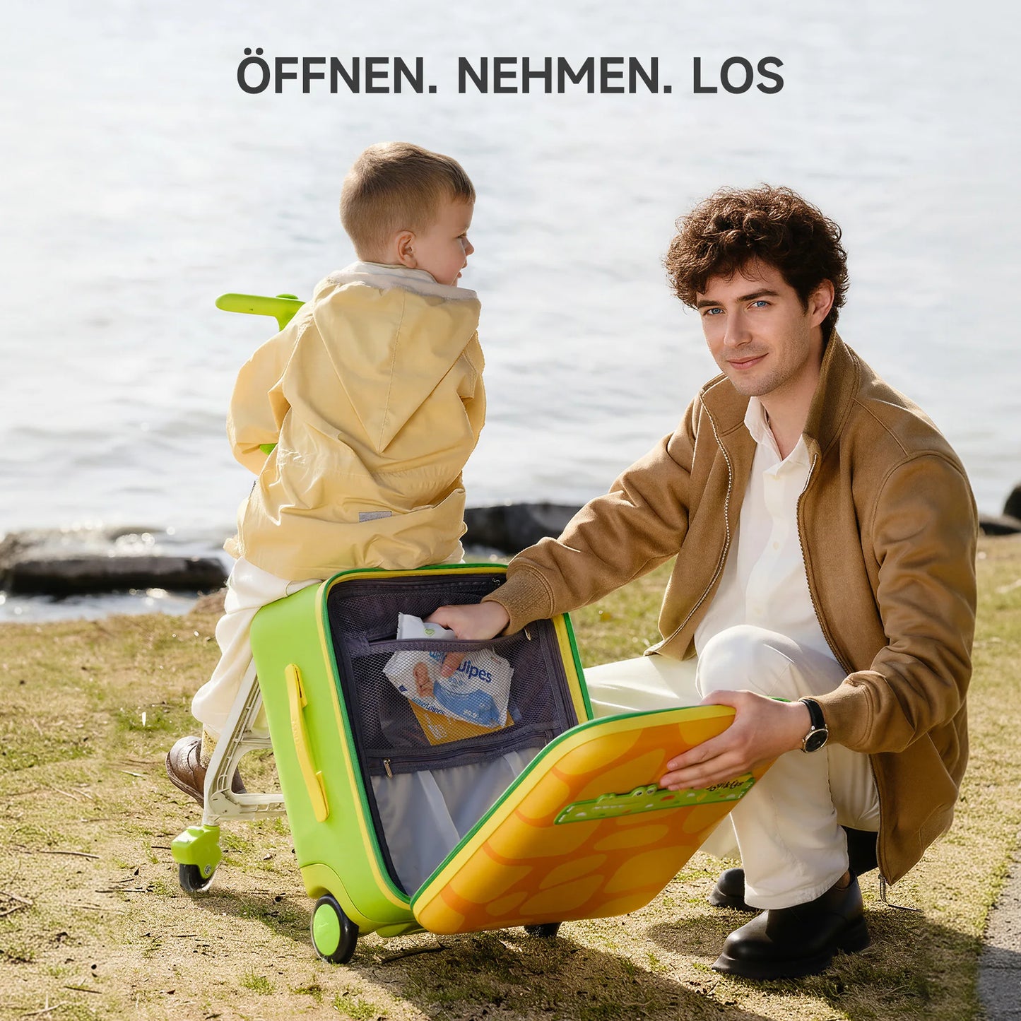 Kinderkoffer zum Draufsitzen 3 in 1 mit Buggy Funktion – Rollkoffer Kinder 38L Handgepaeck