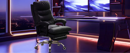 Buerostuhl Ergonomisch Schwarz – Netz Drehstuhl mit Fussstütze & Verstellbarer Lendenstuetze fuer Schreibtisch & Homeoffice