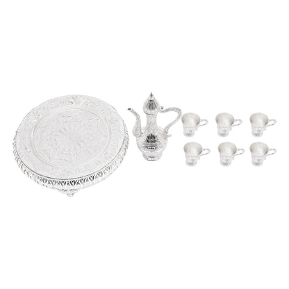 Königliches Vintage Tee-Set Silber 8-teilig – Elegantes Teeservice mit Serviertablett