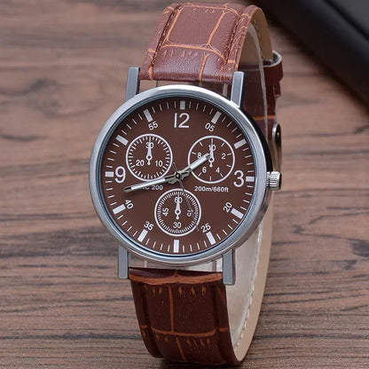Herren Armbanduhr Schwarz Lederarmband – Minimalistische Analog Quarz Uhr