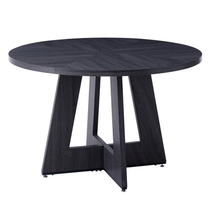 Runder Esstisch Holzoptik 120cm – Moderner Küchentisch mit Holzkreuzgestell für 4-6 Personen