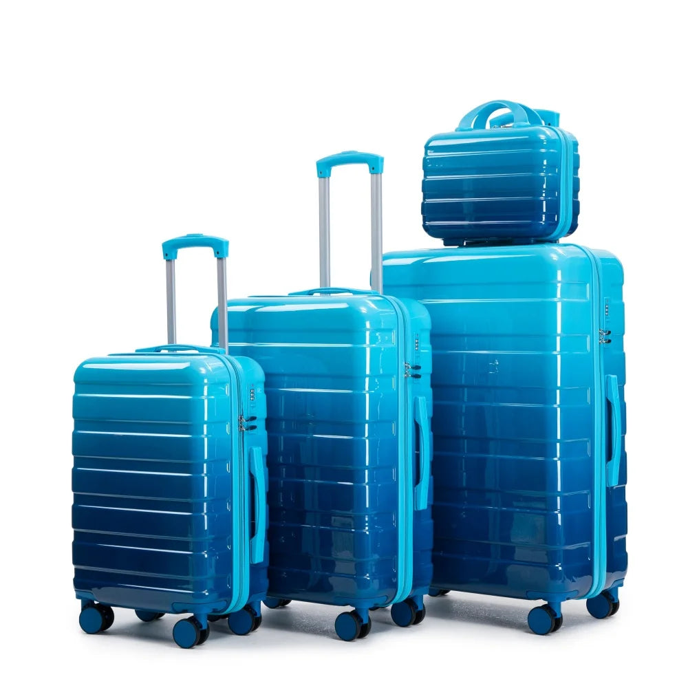 Kofferset 4-teilig PC Hartschale Bunt – Reiseset mit Handgepaeck 20 Zoll Koffer & Kosmetikkoffer 14 Zoll