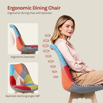 Esszimmerstuhl 4er Set Patchwork – Modernes Skandi Polsterstuhl Set mit Massivholzbeinen bis 150kg