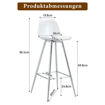Barhocker 2er Set Modern – Ergonomische Tresenstuehle mit Fussstütze & Metallgestell fuer Kueche & Bar bis 120kg