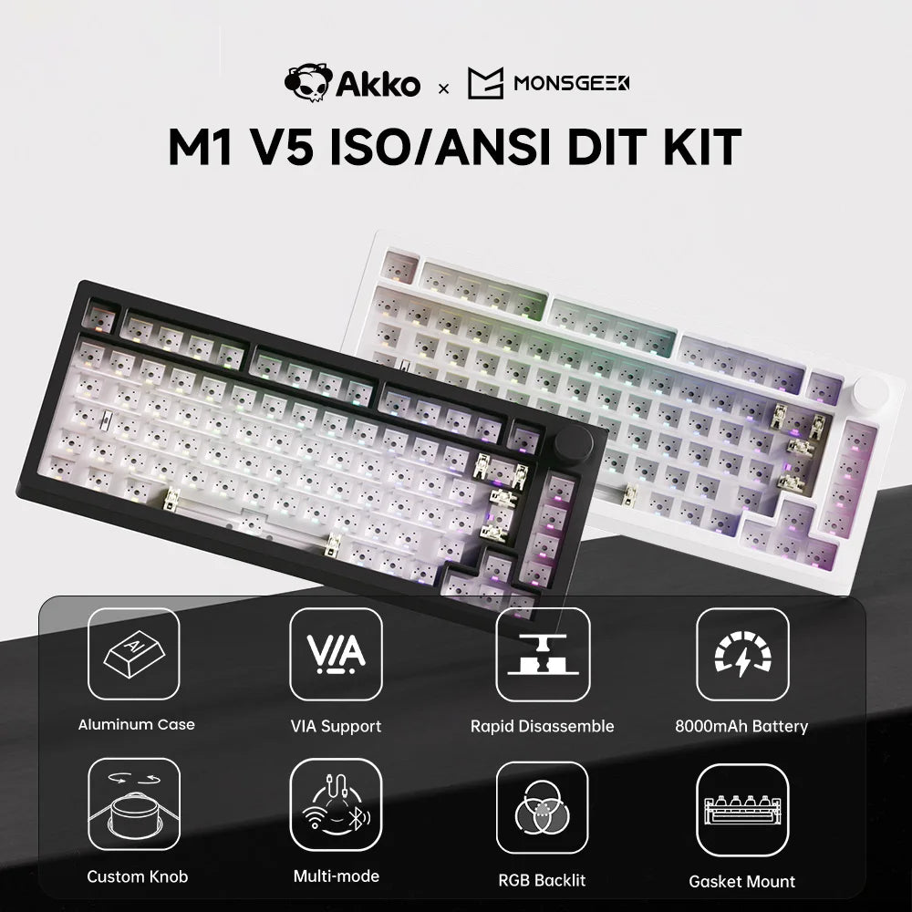 Mechanische Tastatur Barebone 75% – MonsGeek M1 V5 VIA Custom Keyboard Kit mit 8000mAh Akku & RGB