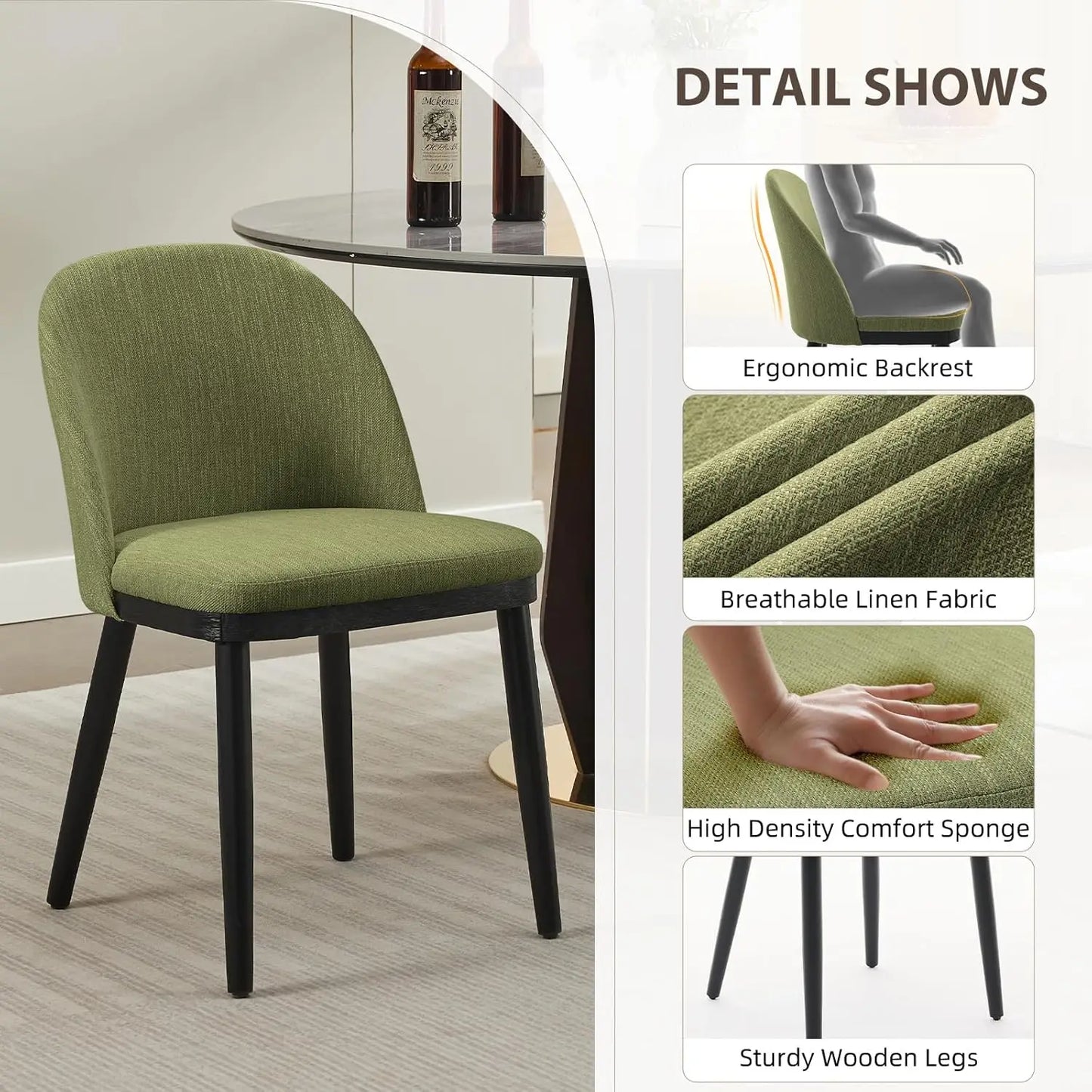 Barhocker 2er Set Beige mit Hoher Rückenlehne – Elegante Gepolsterte Esstischstühle Stoff